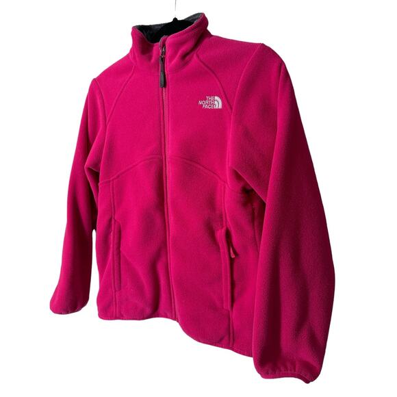 The North Face Magenta Pink Full Zip Fleece Jacket w/ Fuzzy Inner Lining Girls L - Picture 2 of 7